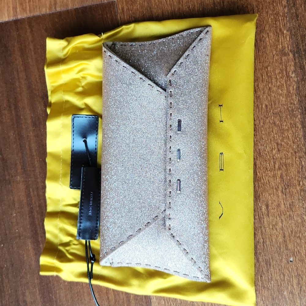 VBH gold glitter First Edition envelope clutch